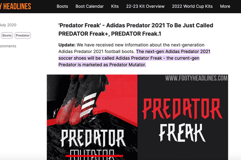 Adidas Rename the Predator - The Predator Freak - Footy Headlines
