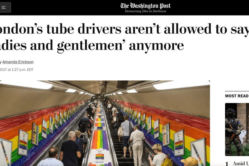Tfl Changes Tube Announcements to Trans-Inclusive - The Washington Post