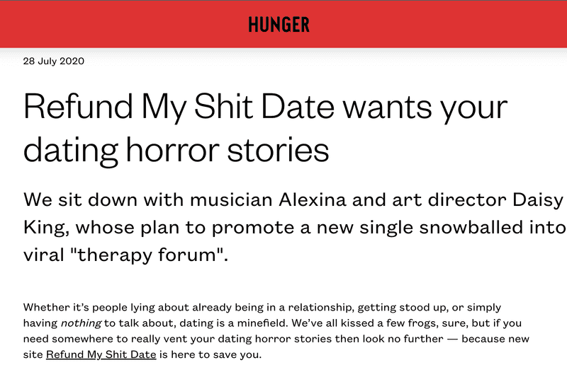 Refundmyshitdate.com - Hunger Magazine